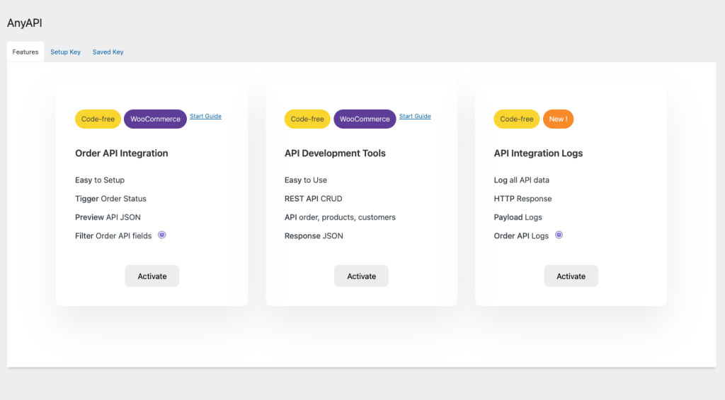 wordpress plugin anyapi dashboard overview