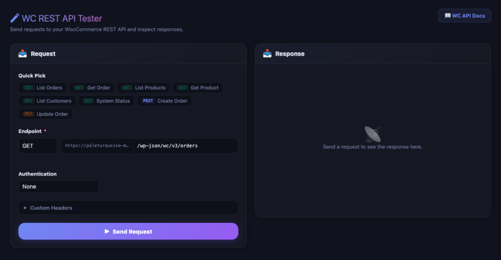 AnyAPI REST API tester main interface showing request and response panels