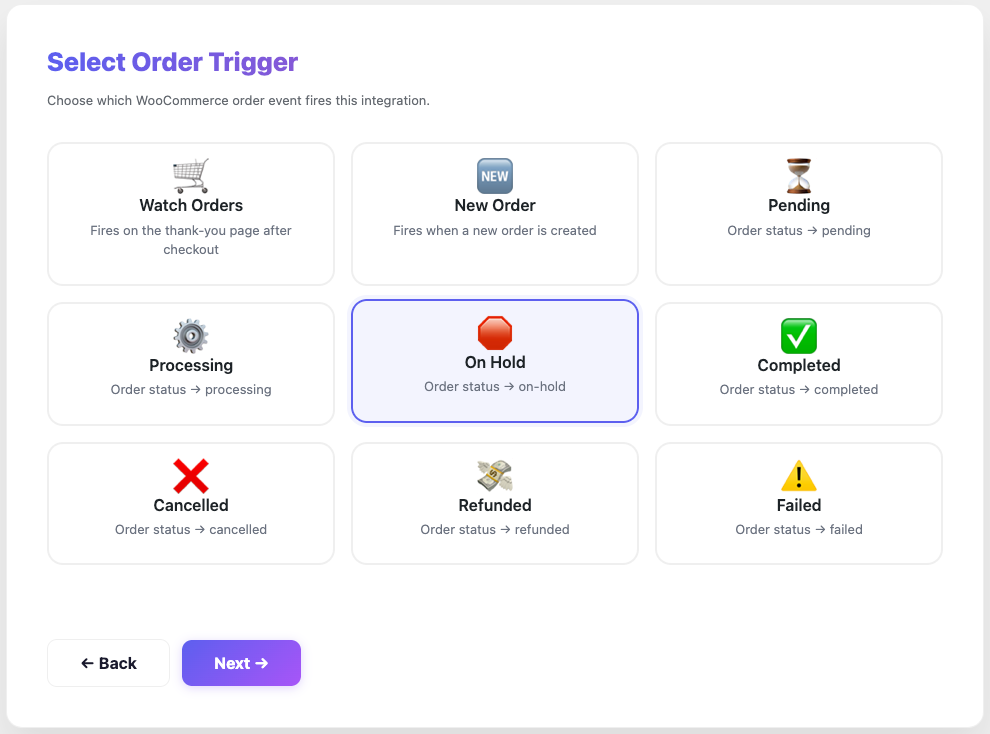 WooCommerce external API integration order triggers